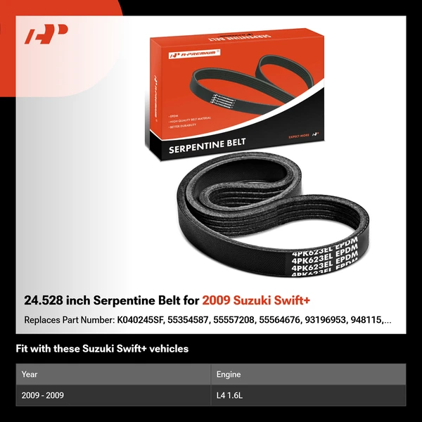 24.528 inch Serpentine Belt for 2009 Suzuki Swift+