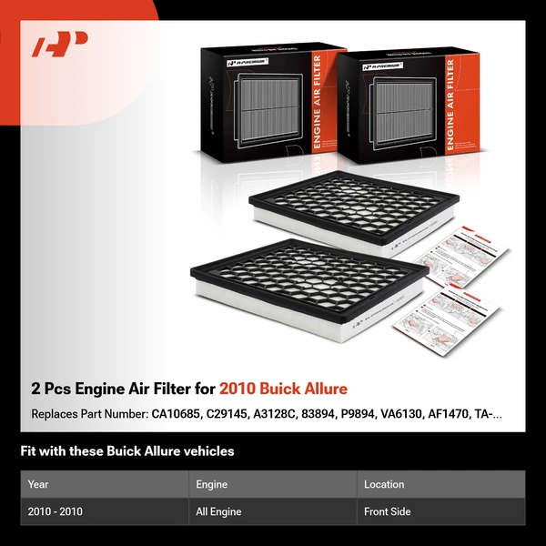 2 Pcs Engine Air Filter for 2010 Buick Allure