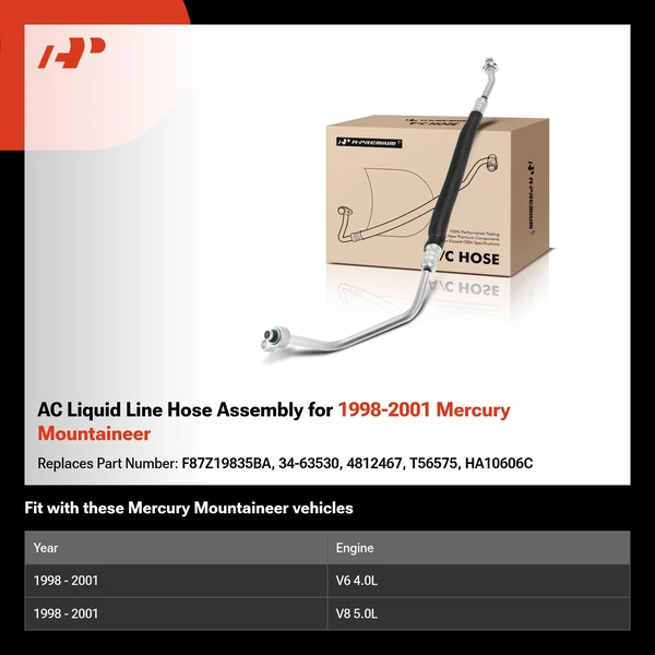 AC Liquid Line Hose Assembly for 1998-2001 Mercury Mountaineer