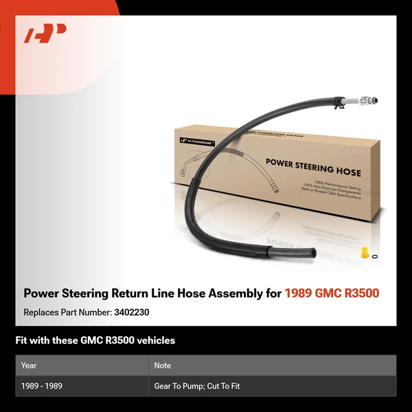 Power Steering Return Line Hose Assembly for 1989 GMC R3500