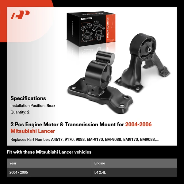 2 Pcs Engine Motor & Transmission Mount for 2004-2006 Mitsubishi Lancer