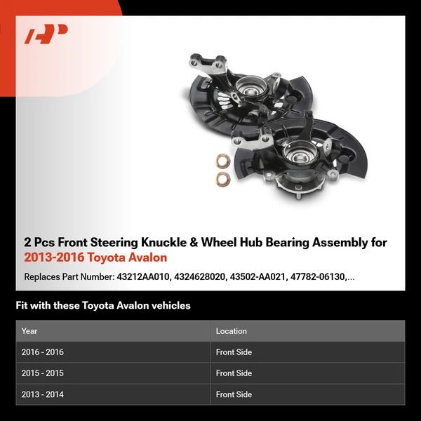 2 Pcs Front Steering Knuckle & Wheel Hub Bearing Assembly for 2013-2016 Toyota Avalon