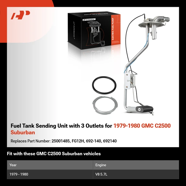 Fuel Tank Sending Unit with 3 Outlets for 1979-1980 GMC C2500 Suburban