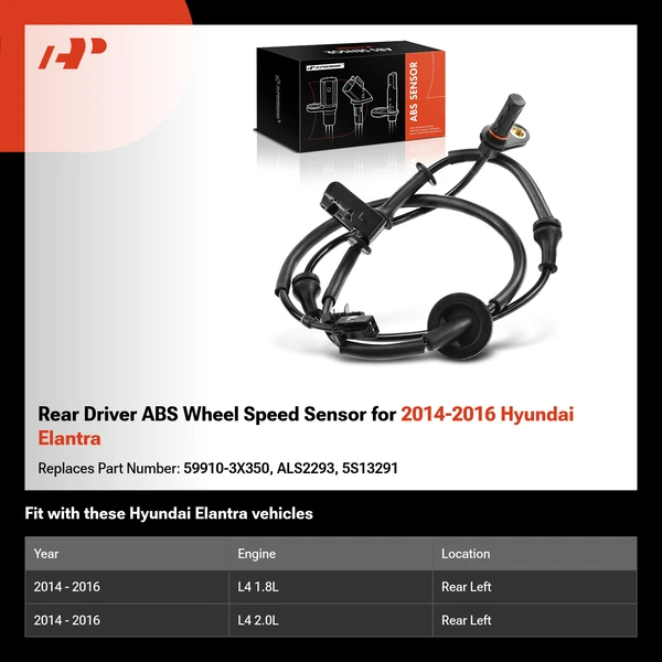 Rear Driver ABS Wheel Speed Sensor for 2014-2016 Hyundai Elantra