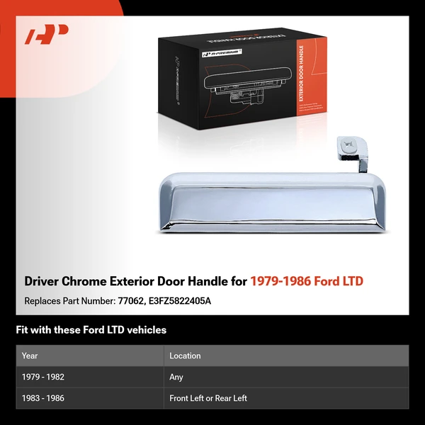 Driver Chrome Exterior Door Handle for 1979-1986 Ford LTD