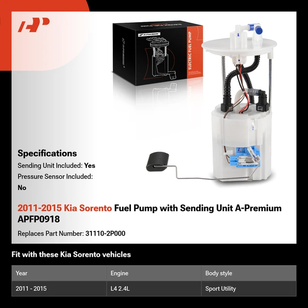 2011-2015 Kia Sorento Fuel Pump with Sending Unit A-Premium APFP0918