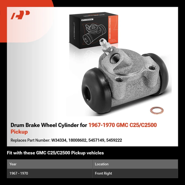 Drum Brake Wheel Cylinder for 1967-1970 GMC C25/C2500 Pickup