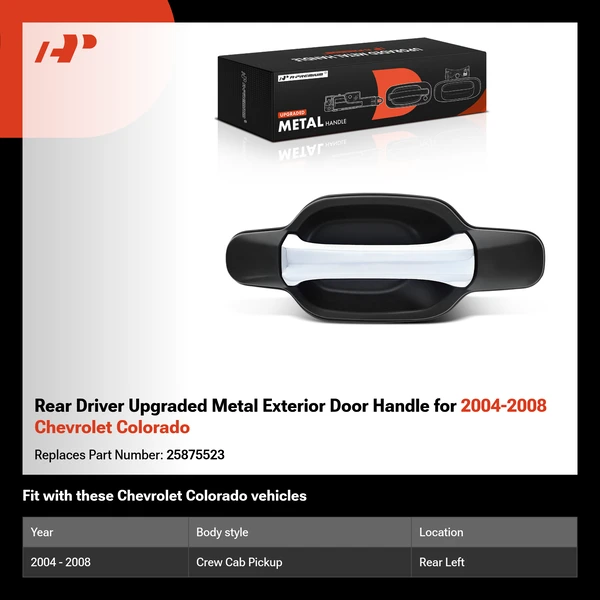 Rear Driver Upgraded Metal Exterior Door Handle for 2004-2008 Chevrolet Colorado