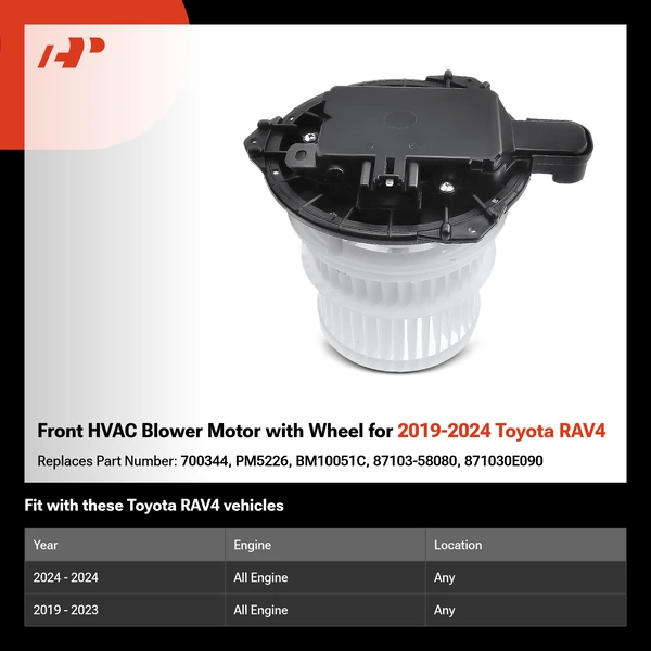 Front HVAC Blower Motor with Wheel for 2019-2024 Toyota RAV4