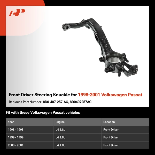 Front Driver Steering Knuckle for 1998-2001 Volkswagen Passat