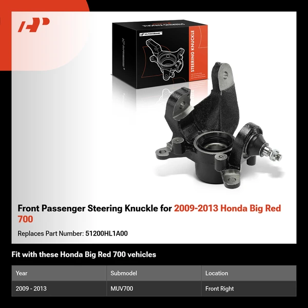 Front Passenger Steering Knuckle for 2009-2013 Honda Big Red 700