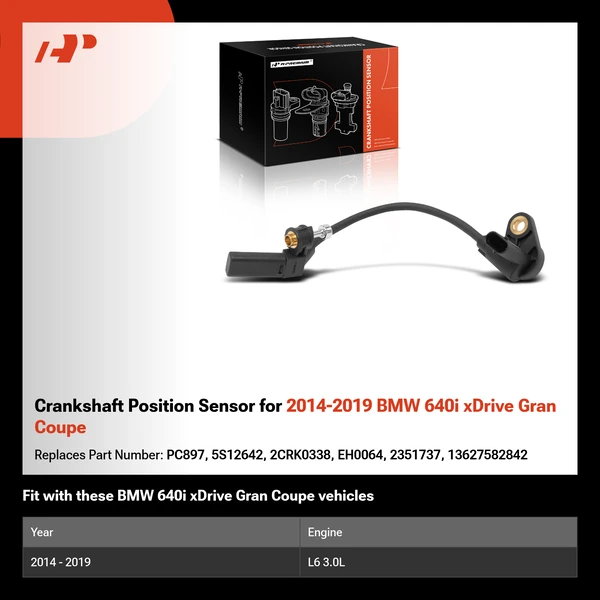 Crankshaft Position Sensor for 2014-2019 BMW 640i xDrive Gran Coupe