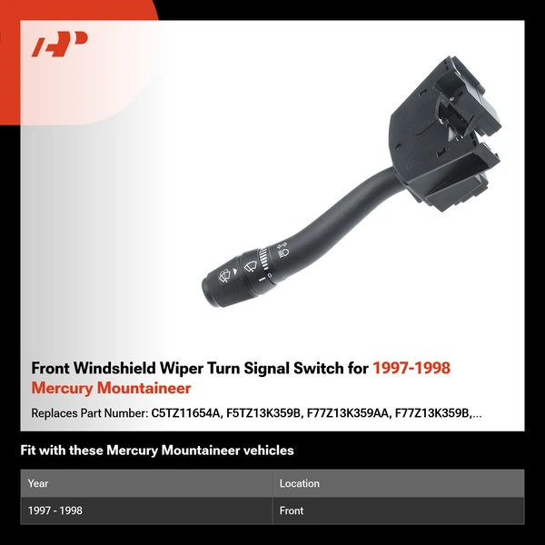Front Windshield Wiper Turn Signal Switch for 1997-1998 Mercury Mountaineer