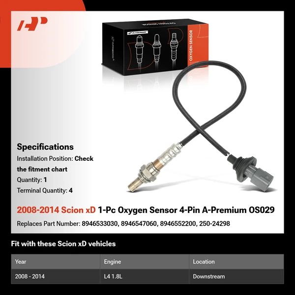 2008-2014 Scion xD 1-Pc Oxygen Sensor 4-Pin A-Premium OS029