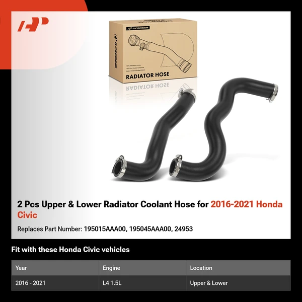 2 Pcs Upper & Lower Radiator Coolant Hose for 2016-2021 Honda Civic