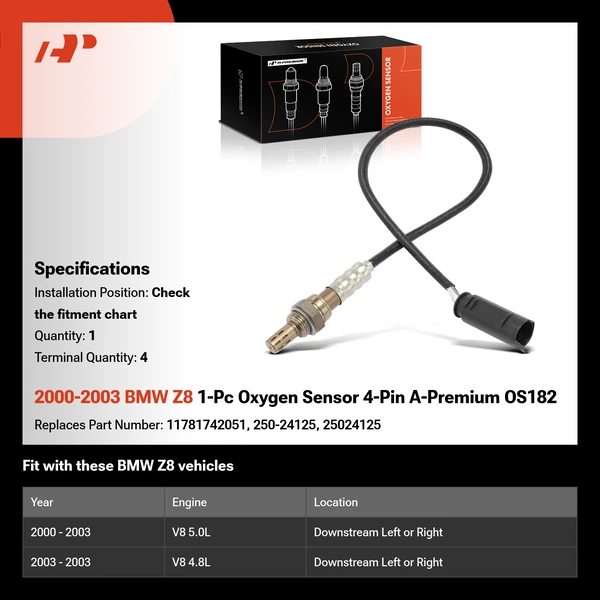 2000-2003 BMW Z8 1-Pc Oxygen Sensor 4-Pin A-Premium OS182