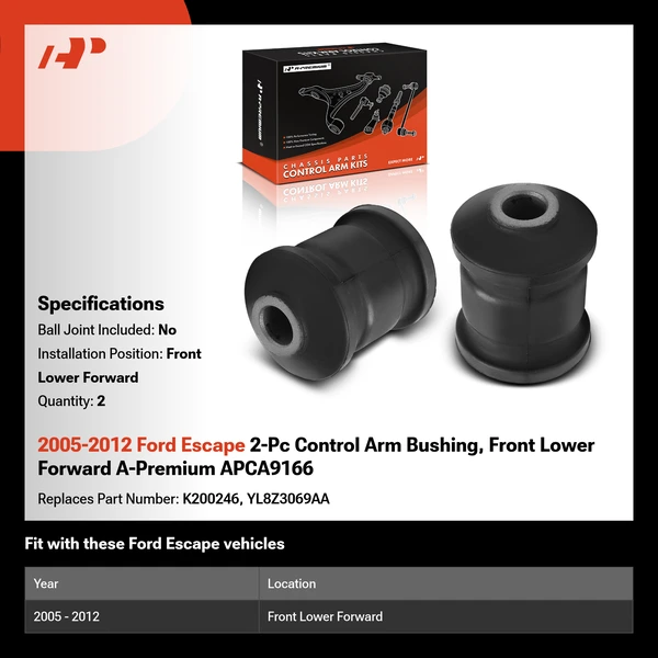 2005-2012 Ford Escape 2-Pc Control Arm Bushing, Front Lower Forward A-Premium APCA9166