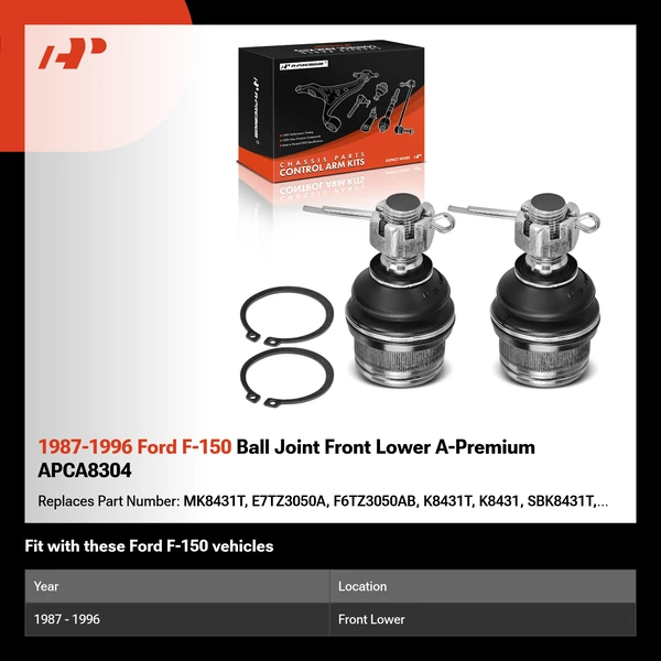 1987-1996 Ford F-150 Ball Joint Front Lower A-Premium APCA8304