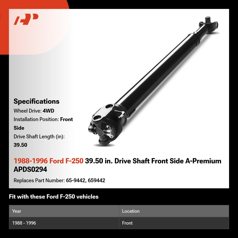 1988-1996 Ford F-250 39.50 in. Drive Shaft Front Side A-Premium APDS0294