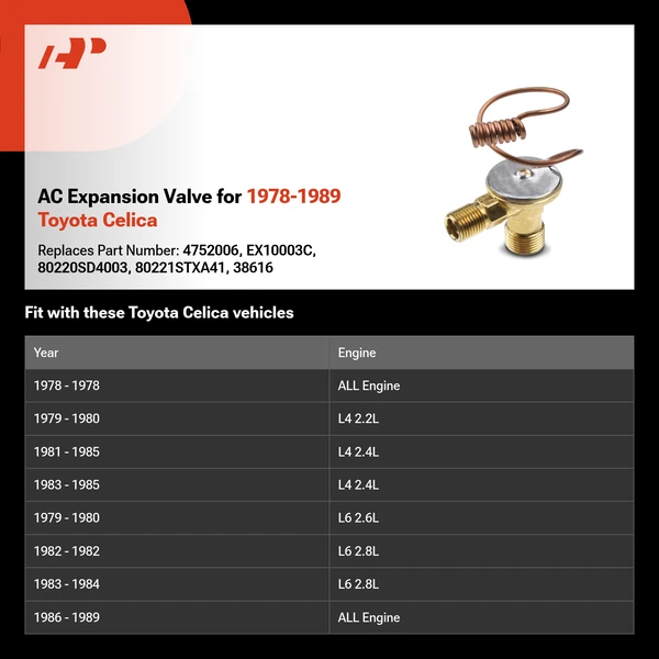 AC Expansion Valve for 1978-1989 Toyota Celica