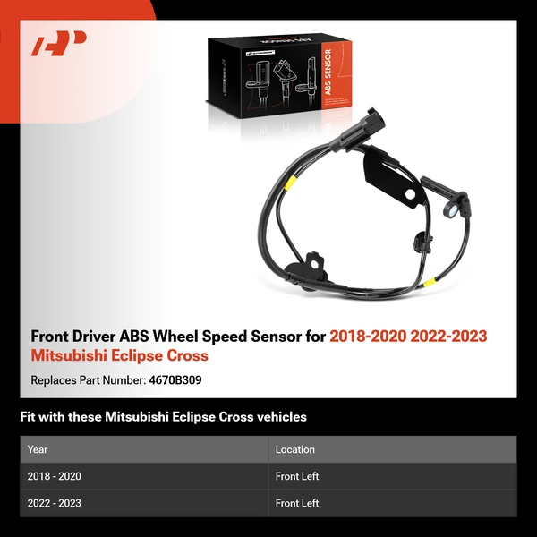 Front Driver ABS Wheel Speed Sensor for 2018-2020 2022-2023 Mitsubishi Eclipse Cross