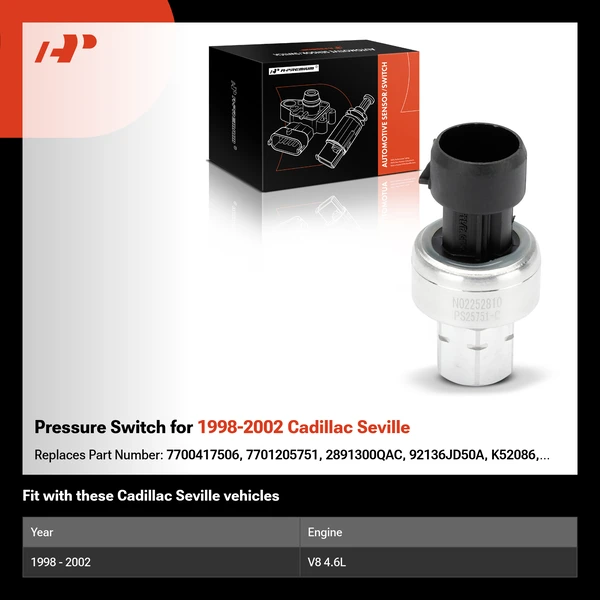 Pressure Switch for 1998-2002 Cadillac Seville