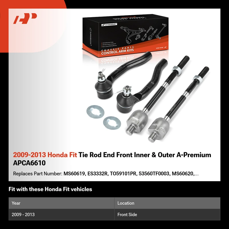 2009-2013 Honda Fit Tie Rod End Front Inner & Outer A-Premium APCA6610