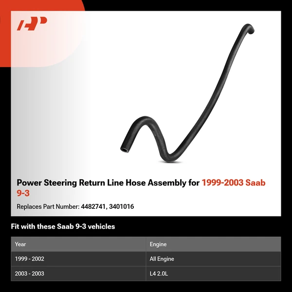 Power Steering Return Line Hose Assembly for 1999-2003 Saab 9-3