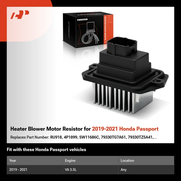 Heater Blower Motor Resistor for 2019-2021 Honda Passport