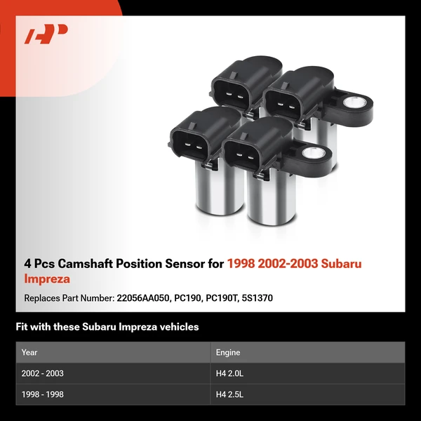 4 Pcs Camshaft Position Sensor for 1998 2002-2003 Subaru Impreza