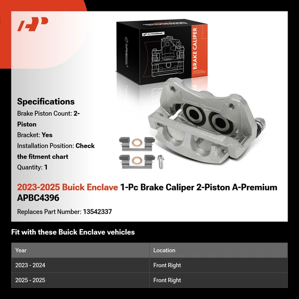 2023-2025 Buick Enclave 1-Pc Brake Caliper 2-Piston A-Premium APBC4396