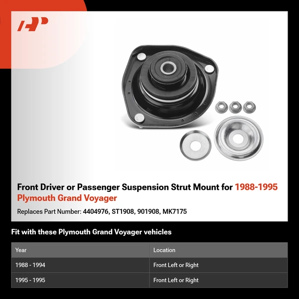 Front Driver or Passenger Suspension Strut Mount for 1988-1995 Plymouth Grand Voyager