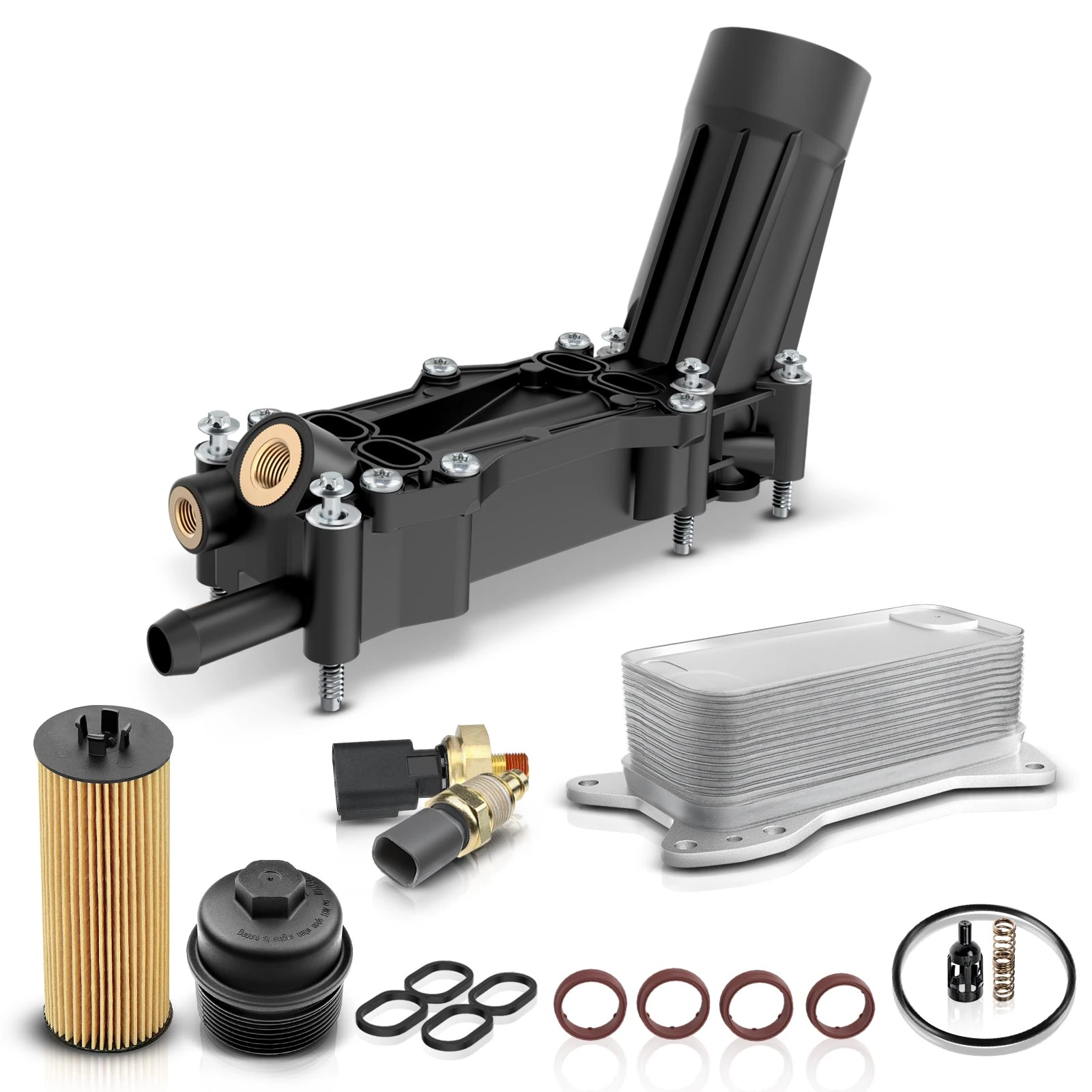 The A-premium Engine Oil Filter Assembly with 2 Sensors for Chrysler Dodge Jeep Ram 3.6L Image 