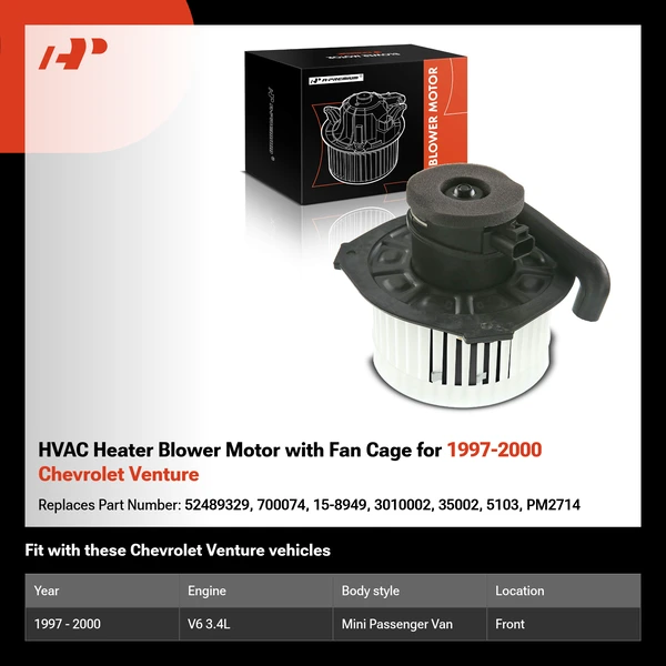 HVAC Heater Blower Motor with Fan Cage for 1997-2000 Chevrolet Venture