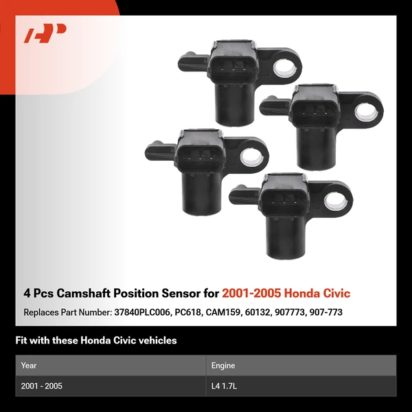 4 Pcs Camshaft Position Sensor for 2001-2005 Honda Civic