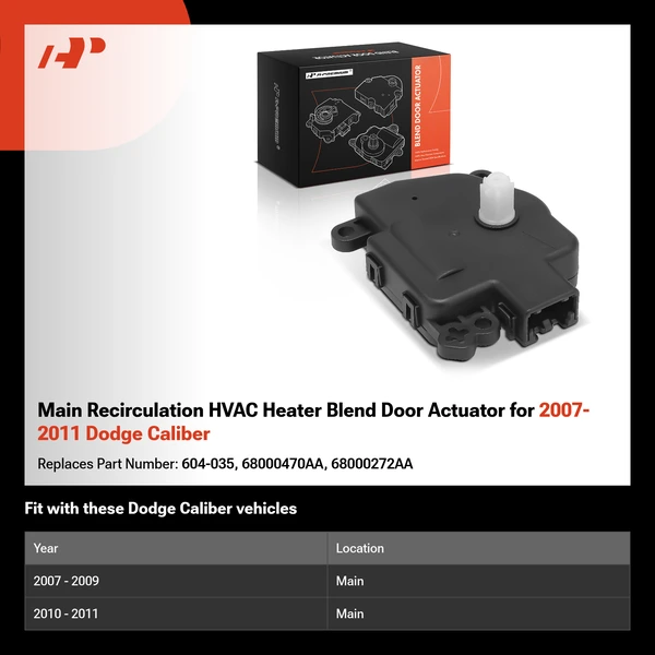 Main Recirculation HVAC Heater Blend Door Actuator for 2007-2011 Dodge Caliber