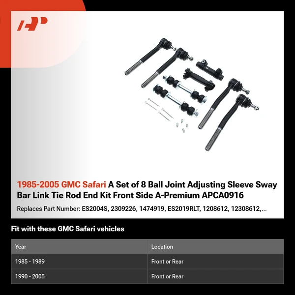 1985-2005 GMC Safari A Set of 8 Ball Joint Adjusting Sleeve Sway Bar Link Tie Rod End Kit Front Side A-Premium APCA0916
