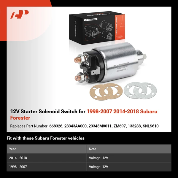 12V Starter Solenoid Switch for 1998-2007 2014-2018 Subaru Forester