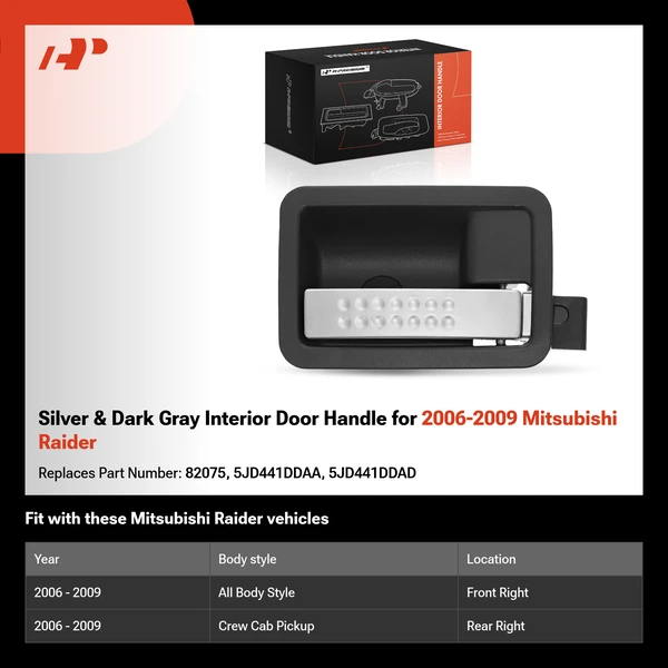 Silver & Dark Gray Interior Door Handle for 2006-2009 Mitsubishi Raider