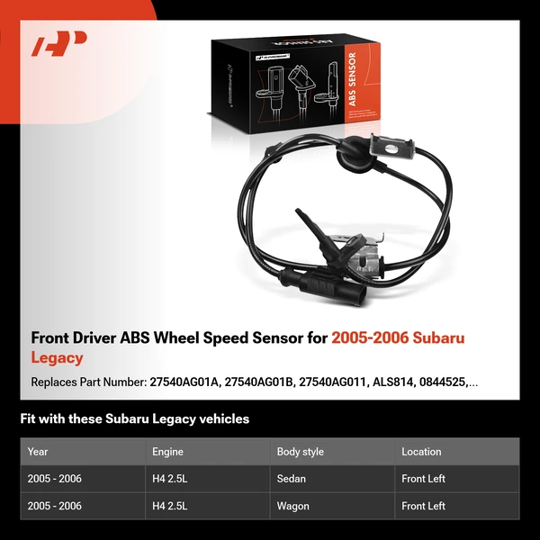 Front Driver ABS Wheel Speed Sensor for 2005-2006 Subaru Legacy