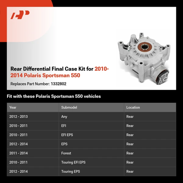 Rear Differential Final Case Kit for 2010-2014 Polaris Sportsman 550