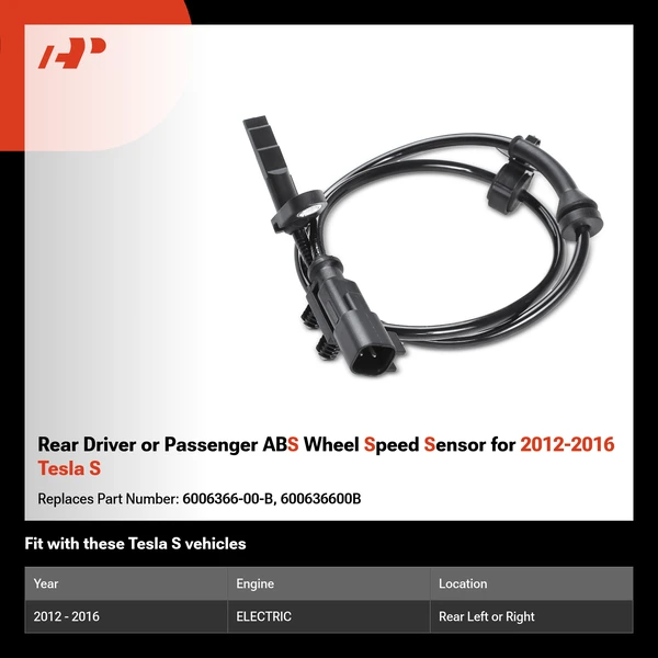 Rear Driver or Passenger ABS Wheel Speed Sensor for 2012-2016 Tesla S