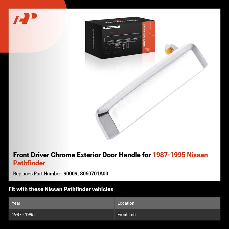 Front Driver Chrome Exterior Door Handle for 1987-1995 Nissan Pathfinder