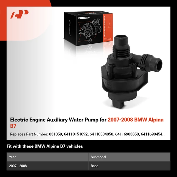 Electric Engine Auxiliary Water Pump for 2007-2008 BMW Alpina B7