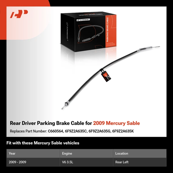 Rear Driver Parking Brake Cable for 2009 Mercury Sable