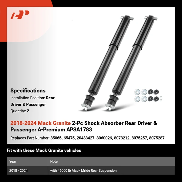 2018-2024 Mack Granite 2-Pc Shock Absorber Rear Driver & Passenger A-Premium APSA1783