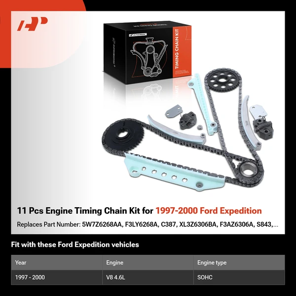 11 Pcs Engine Timing Chain Kit for 1997-2000 Ford Expedition