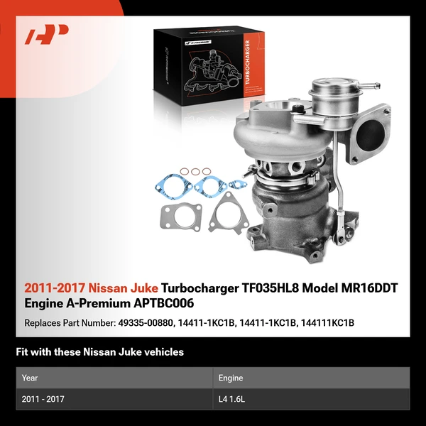 2011-2017 Nissan Juke Turbocharger TF035HL8 Model MR16DDT Engine A-Premium APTBC006