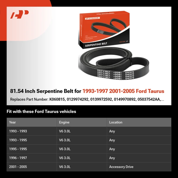 81.54 Inch Serpentine Belt for 1993-1997 2001-2005 Ford Taurus