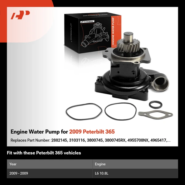 Engine Water Pump for 2009 Peterbilt 365